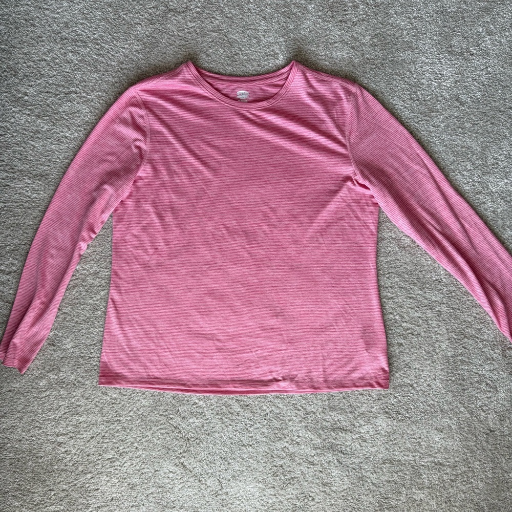 Athletic Works pink striped long sleeve workout top XL